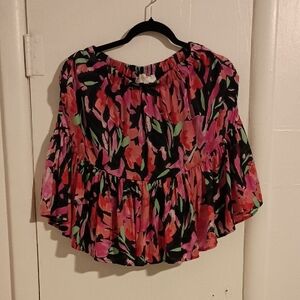 Corey Lynn Calter Black and Pink Florial Skirt